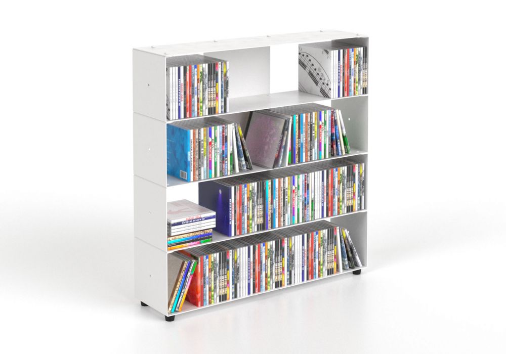 Range cd 60 cm - métal blanc - 4 niveaux Range CD - 1 Range cd 60 cm - métal blanc - 4 niveaux Range CD - 1