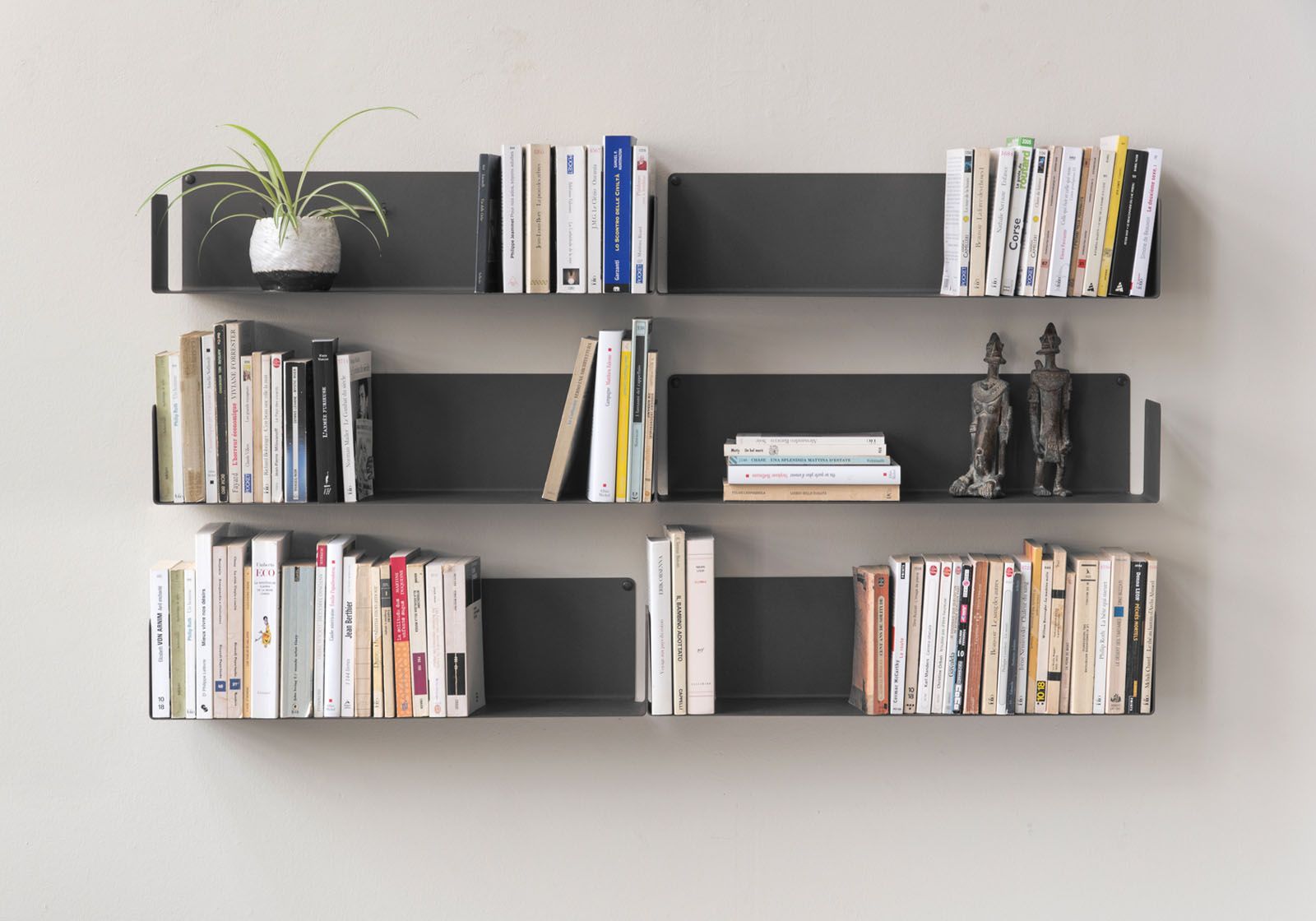 Wall bookshelves Gray U 23,62 inches long - Set of 6 Grey shelves - 1