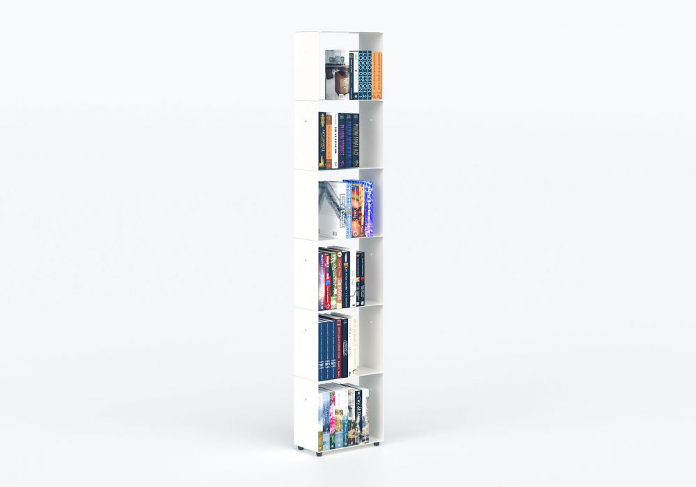 Regalsystem 30 cm - weißes Metall - 6 Ebenen Bücherschrank - 1