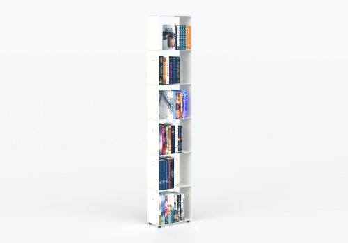 Bibliothèque colonne 30 cm - métal blanc - 6 niveaux Bibliothèque - 1