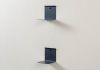 Bookshelf -  Small invisible bookshelf 4,7 x 4,7 inches - Grey - Set of 2 Small shelf - 4
