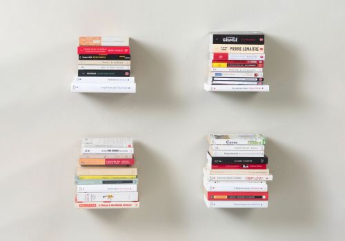 Étagère livres - Petite étagère invisible 12 x 12 cm - Gris - Lot de 4 Petite étagère - 1