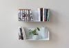 Wall Bookshelves 17,71 inches long - Set of 2 - Metal - White Bookshelves - 15