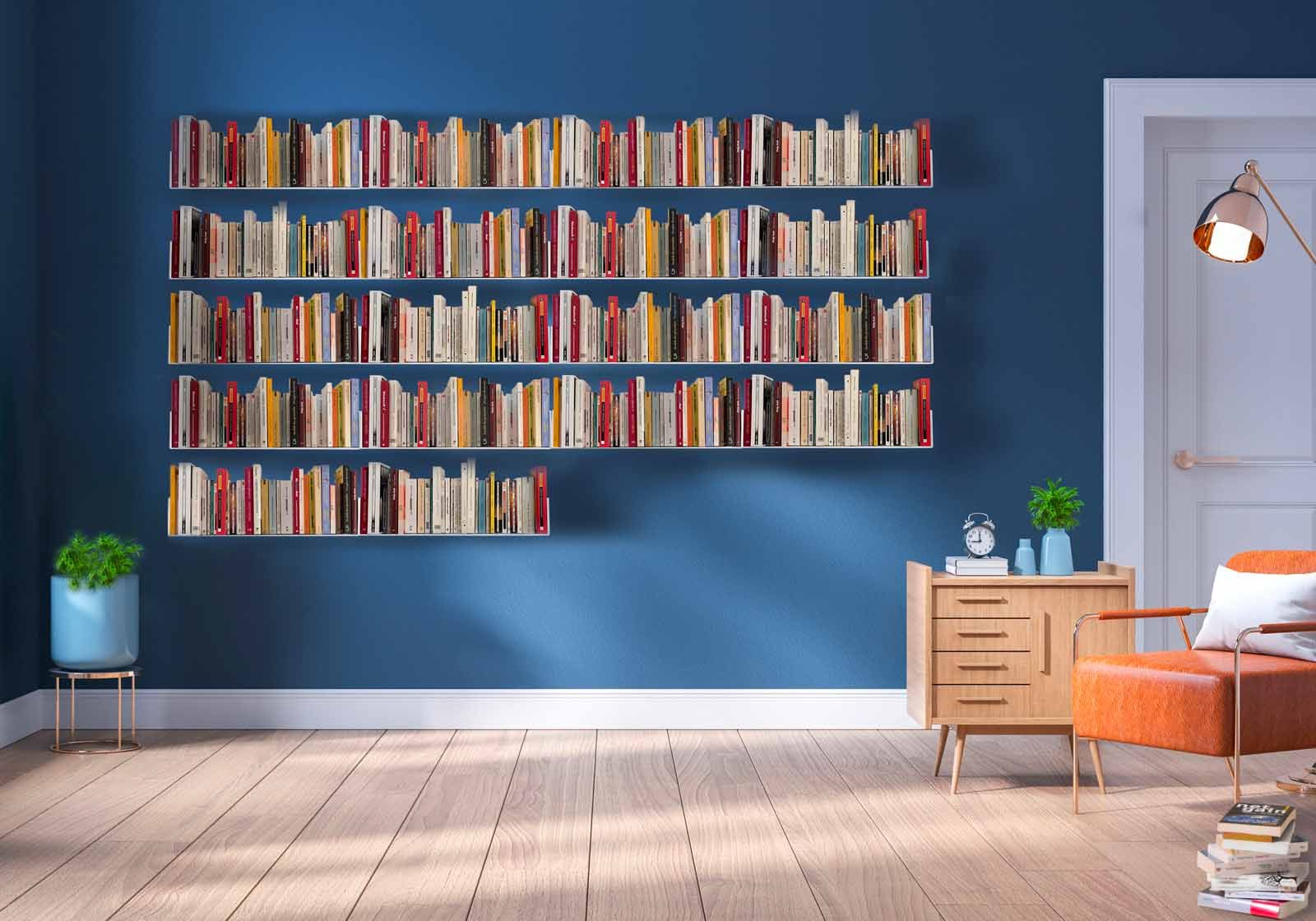 Bücherregal - Weiß Bücherschrank Metall 60 cm - Satz von 18 Designer-Wandboard - 2
