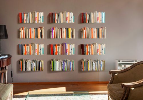 Bookcase - Floating Bookshelves 17,7 x 5,9 in - White - Set of 12 Design Wall Shelves - 1