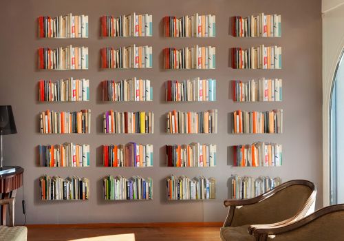Bücherregal - Weiß Bücherschrank Metall 45 cm - Satz von 24 Designer-Wandboard - 1