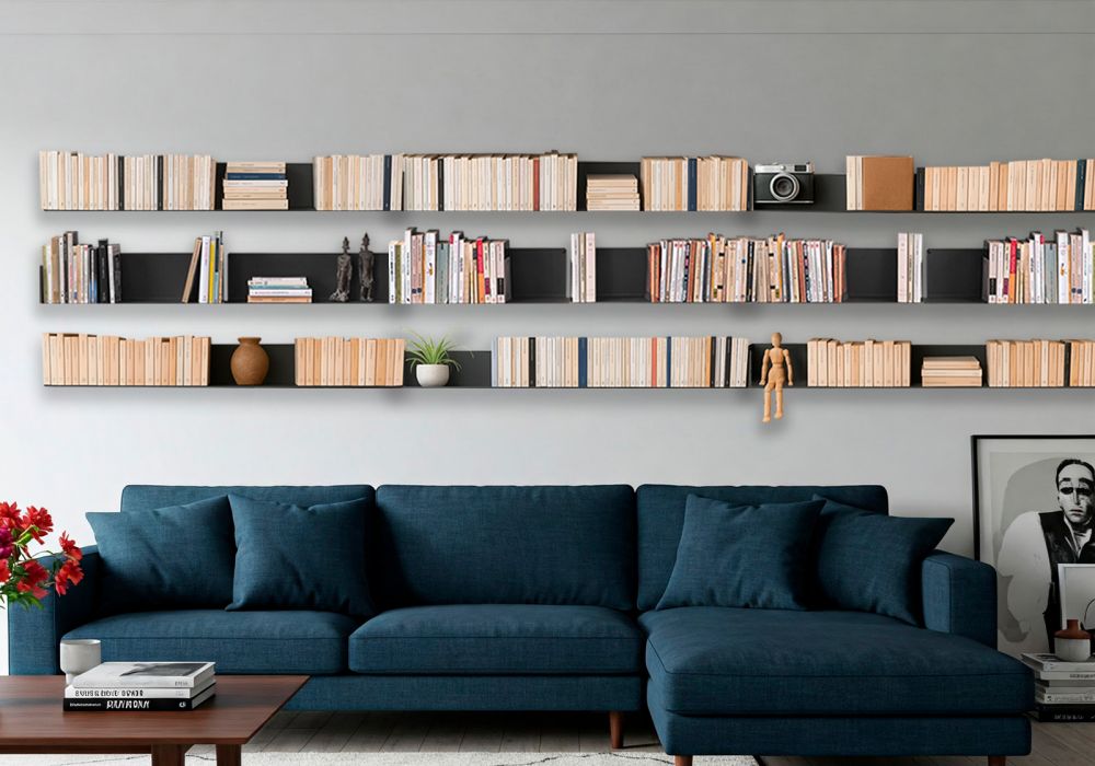 Bücherregal - Grau Bücherschrank Metall 60 cm - Satz von 18 Graue Regale - 2 Bücherregal - Grau Bücherschrank Metall 60 cm - Satz von 18 Graue Regale - 2