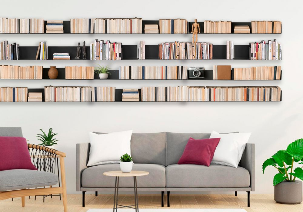 Bookcase Grey - 60 cm - Set of 24 Grey shelves - 2 Bookcase Grey - 60 cm - Set of 24 Grey shelves - 2