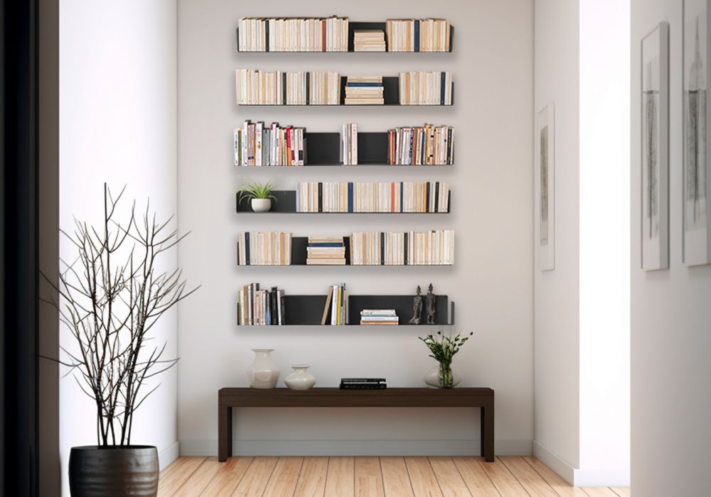 Grijs Wandplank - 45 x 15 cm - Set van 12 Wandplanken voor Boeken - 1 Grijs Wandplank - 45 x 15 cm - Set van 12 Wandplanken voor Boeken - 1