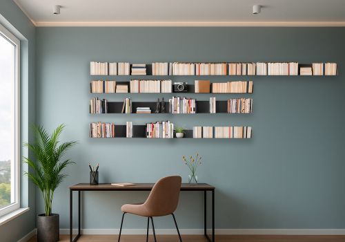 Bookscase - Floating Bookshelves 17,71 inches - Set of 18 - Gray Grey shelves - 1