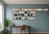 Bookcase - Wall shelves 45 cm - Set of 18 - Grey Grey shelves - 1