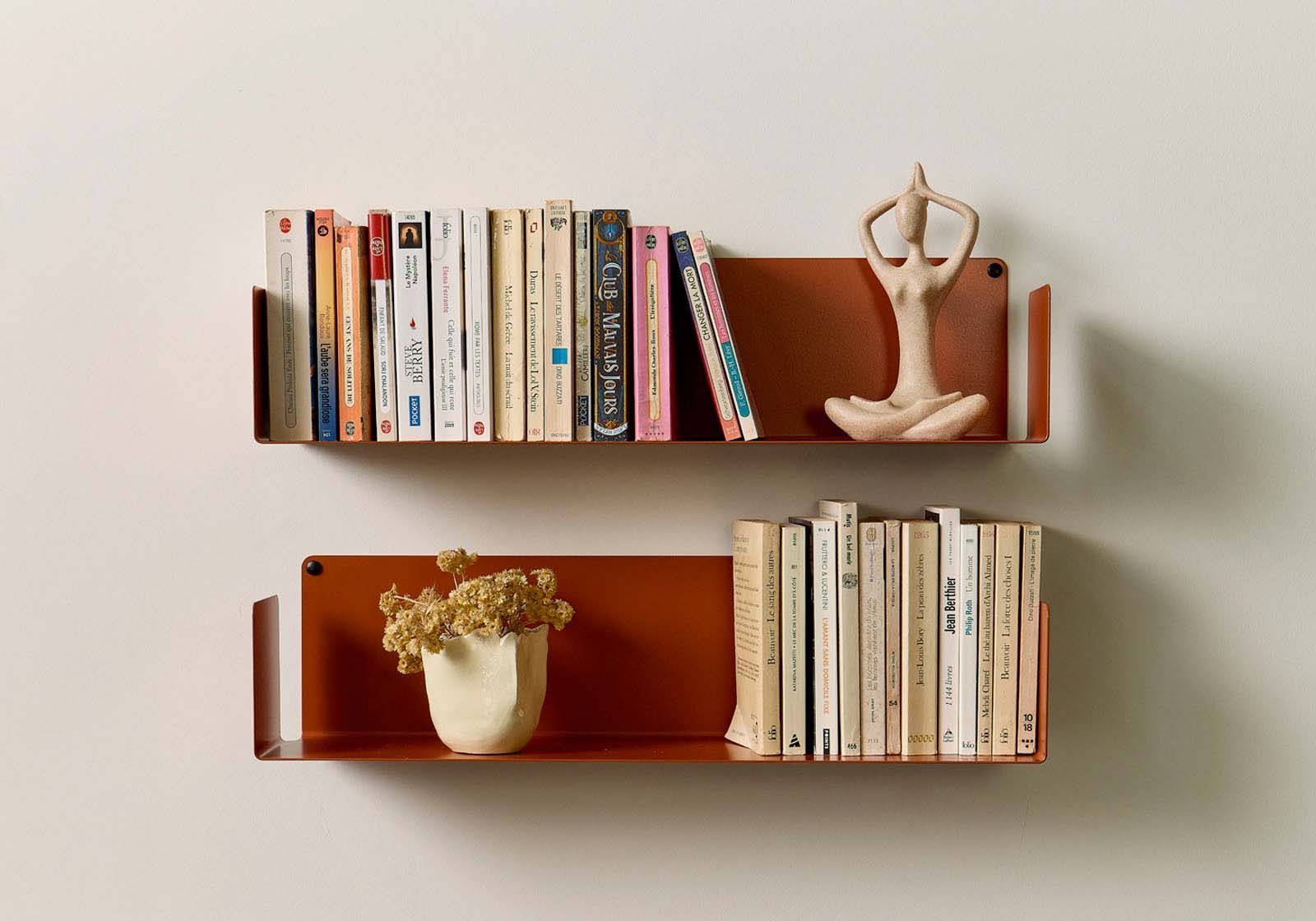 Bücherregale 60 x 15 cm - Kupfer Terracotta - Satz von 2 - Stahl Bücherregal - 1