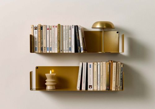Wall Bookshelf 23,62 in - Antique Gold - Set of 2 - Steel Bookshelves - 1