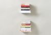 Kleines unsichtbares Bücherregal 12 x 12 cm - Weiß - Set mit 4 Weißes Wandregal - 9