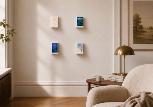 Small invisible bookshelf 4,7 x 4,7 inches - White - Set of 4 White floating shelf - 2