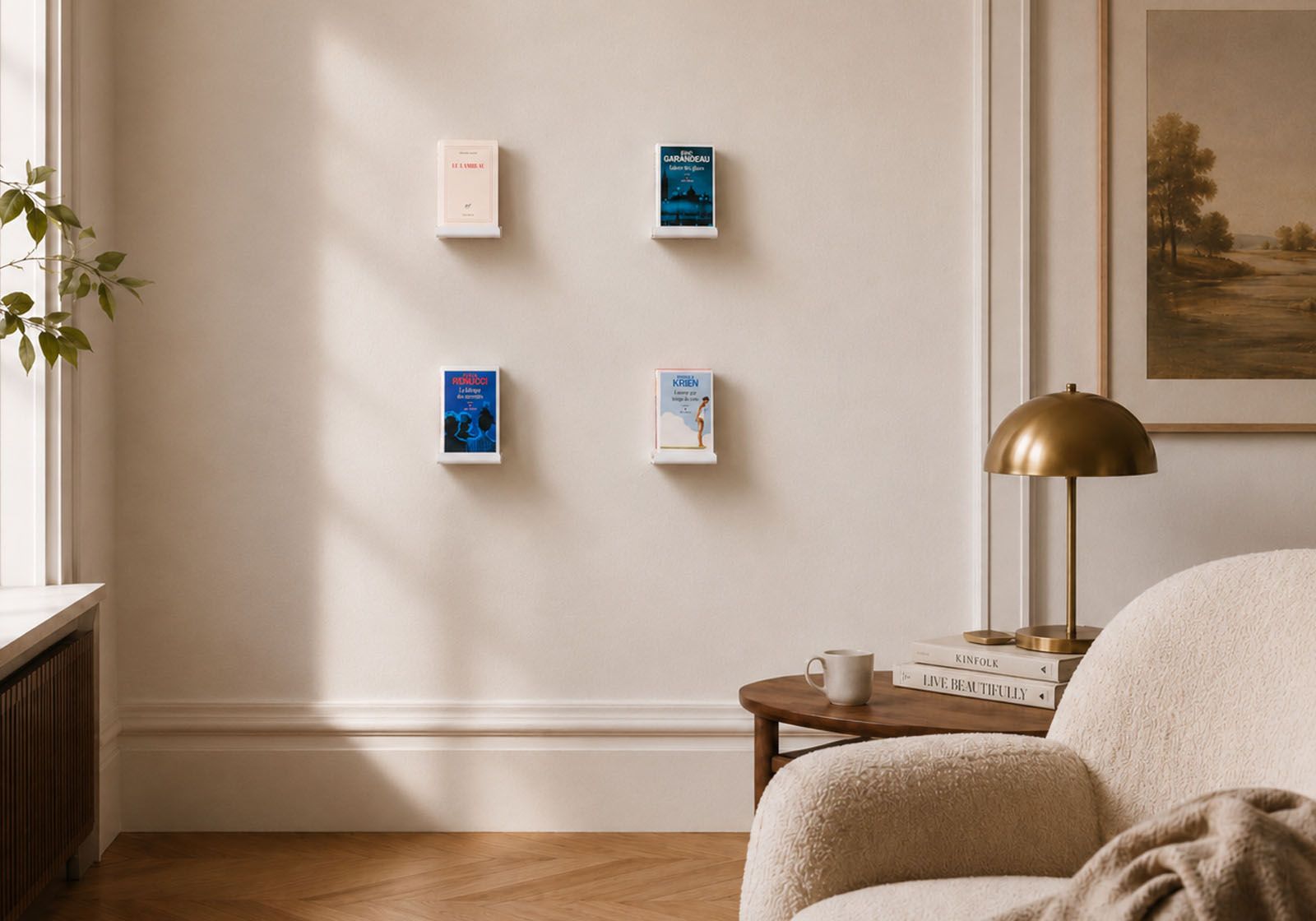 Small invisible bookshelf 12 x 12 cm - White - Set of 4 White floating shelf - 2