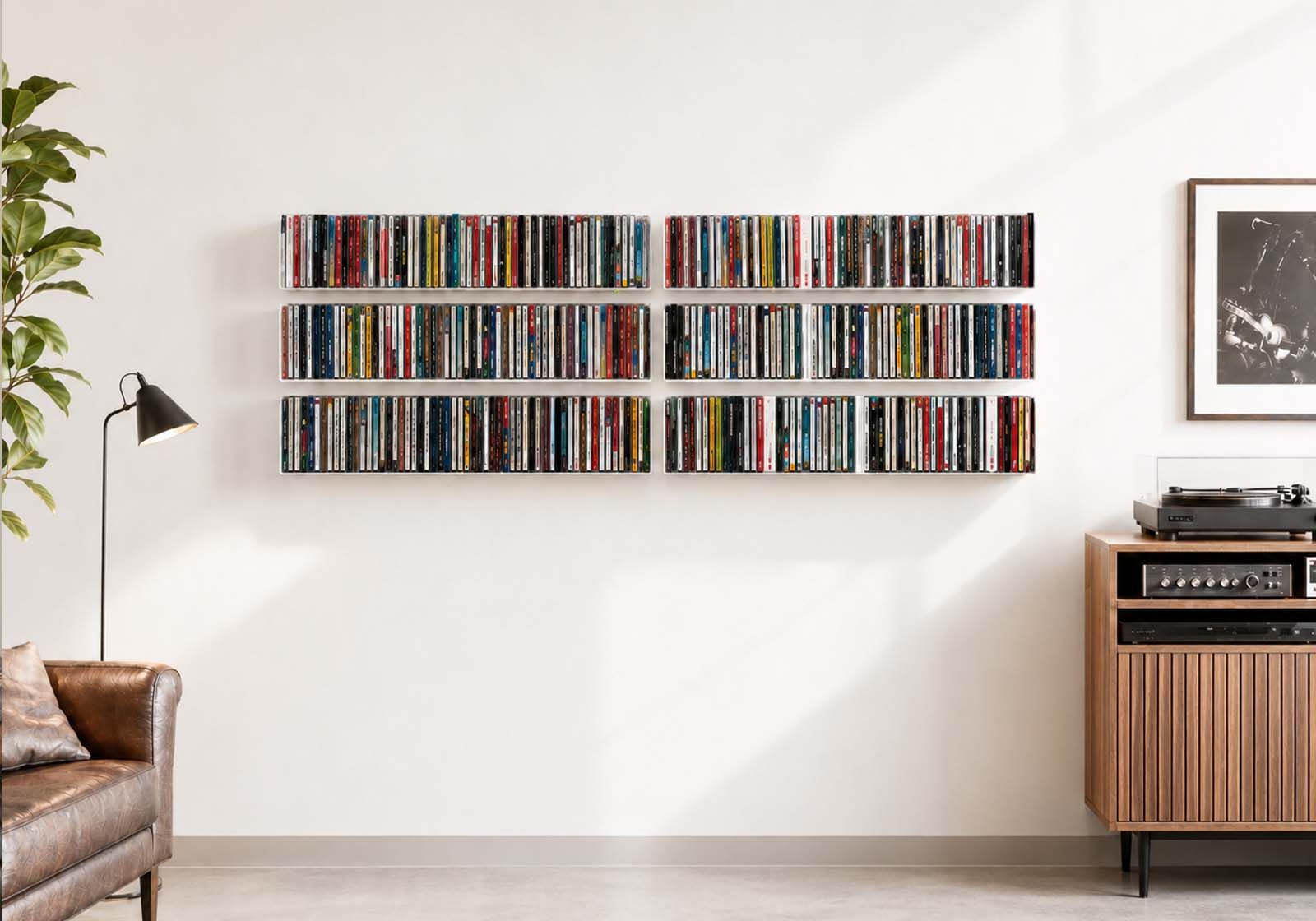 Wandplank voor cd's 60 cm - Set van 6 - staal Wandplanken voor Cd's - 1