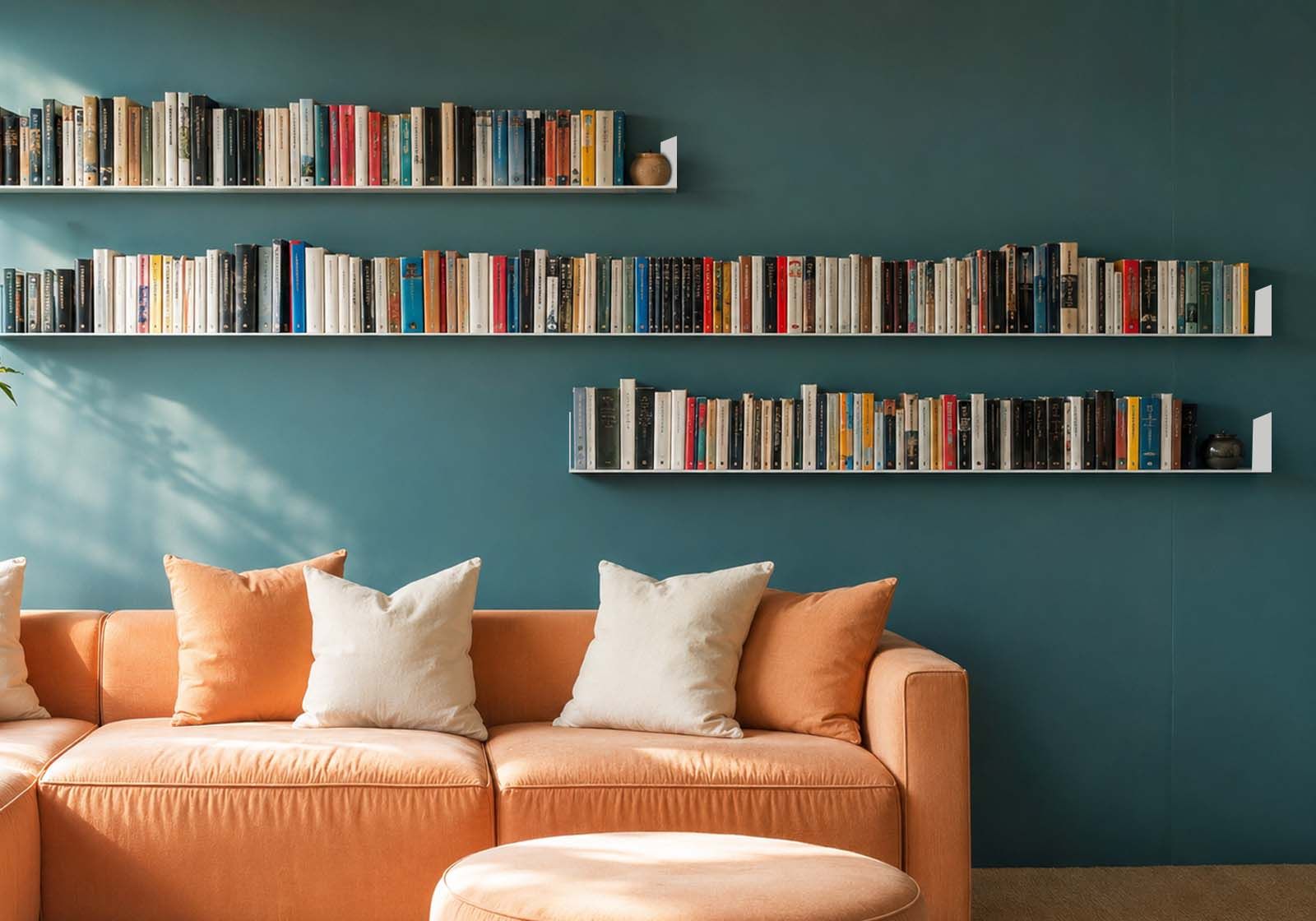 Bookcase - Floating Bookshelves 17,7 x 5,9 in - White - Set of 12 Bookshelves - 1