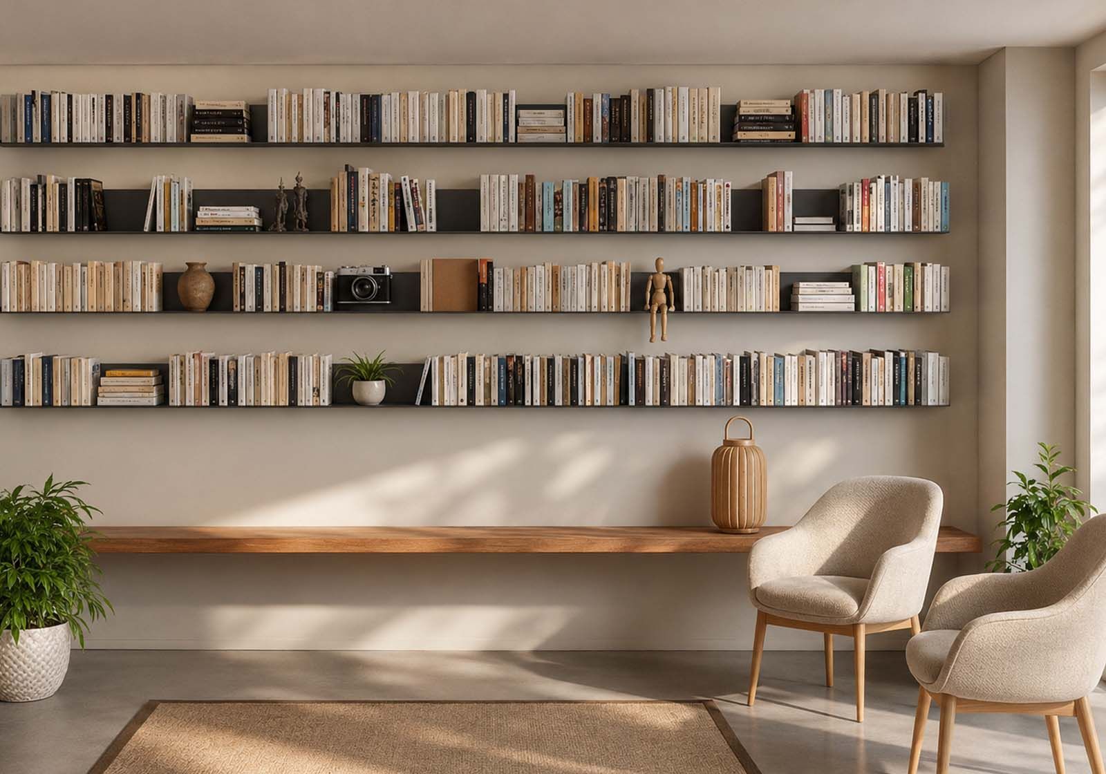 Bookcase Gray - 45 cm - Set of 24 Grey shelves - 1