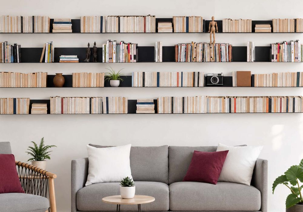 Estantes para libros - Librería de metal 60 cm - Juego de 24 - Gris Estantes grises - 1