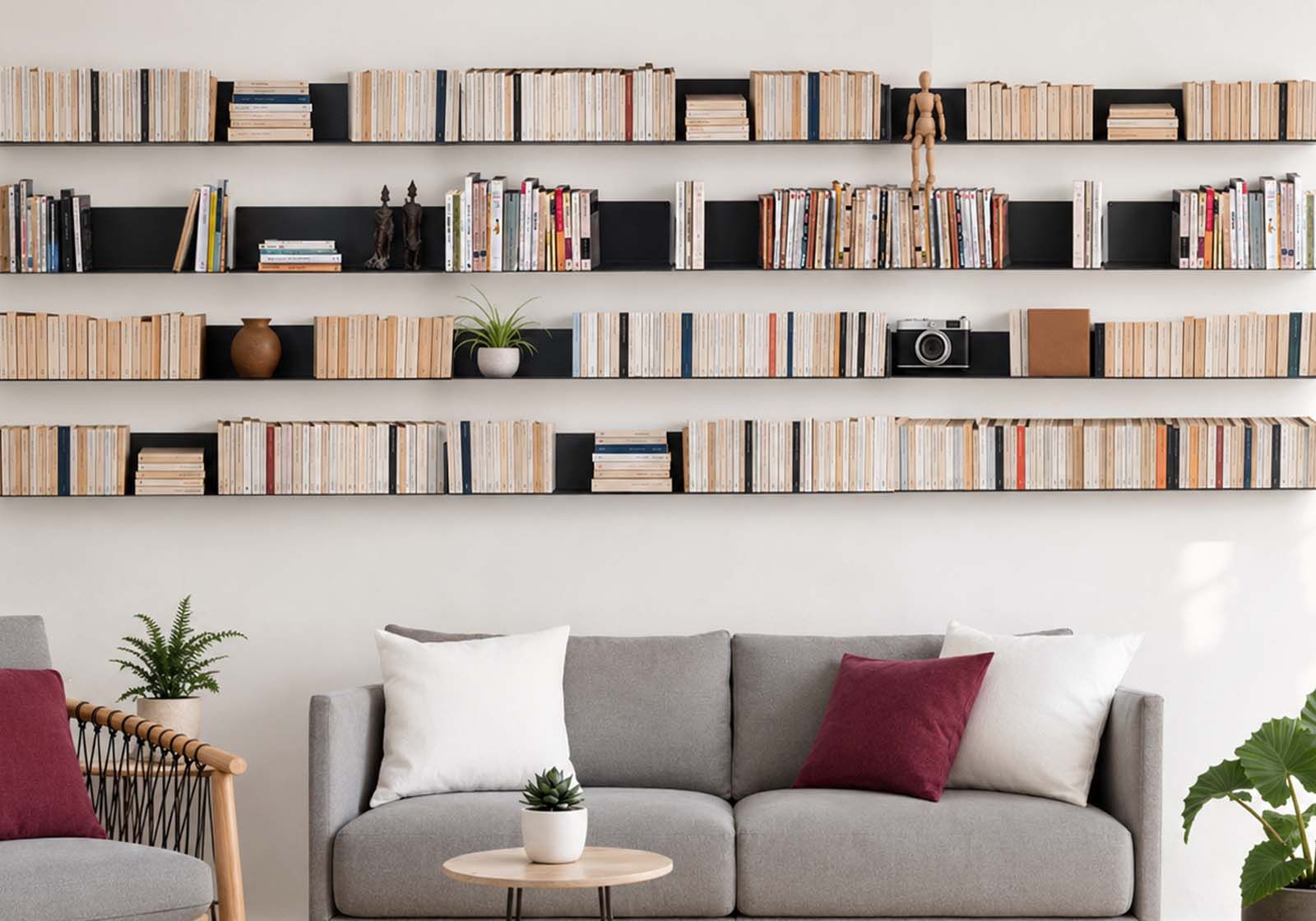 Bookscase - Floating Bookshelves 23,62 inches - Set of 24 - Gray Grey shelves - 1