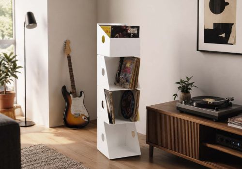Vinyl record storage - Metal White - 4 levels Vinyl Storage - 2