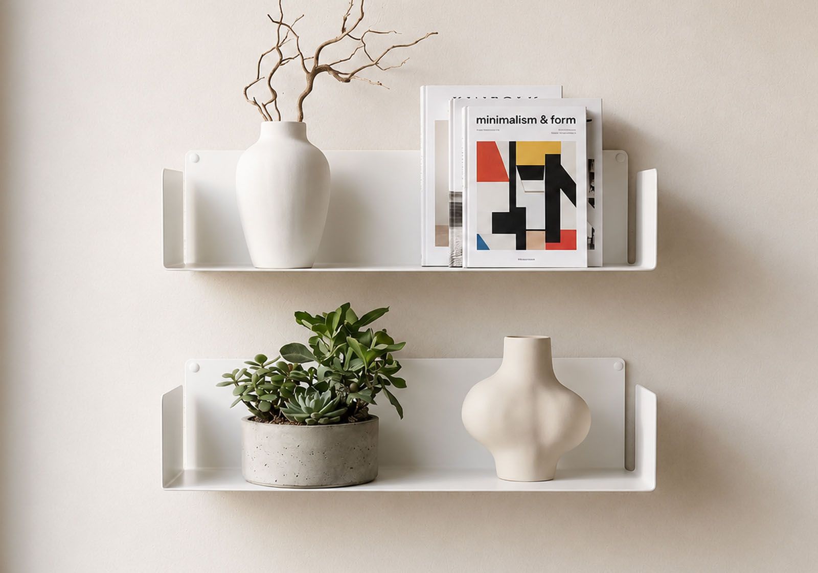 Étagère murale blanche - 60 x 15 cm - Lot de 2 Tablette murale - 10