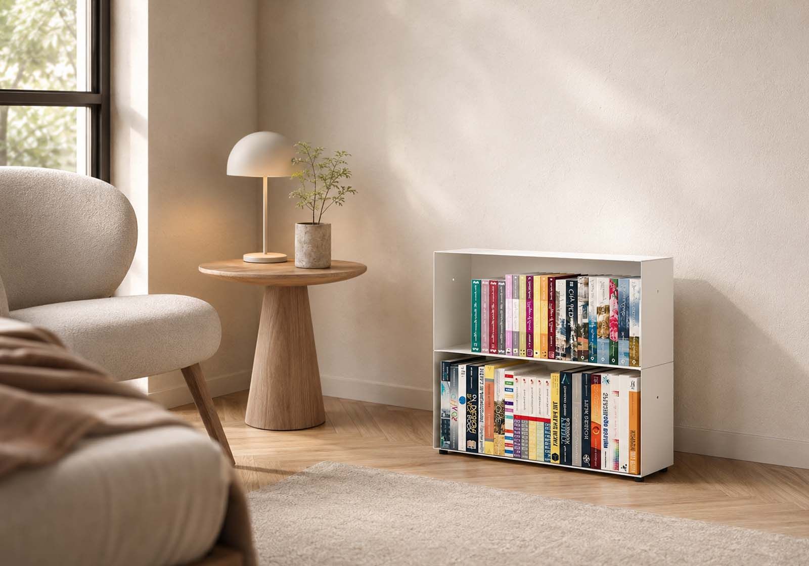 Libreria arredamento 60 cm - metallo bianco - 2 livelli Libreria design - 1
