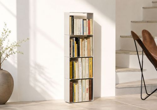 Witte design boekenkast 30 cm - metaal - 4 niveaus Boekenkast - 1