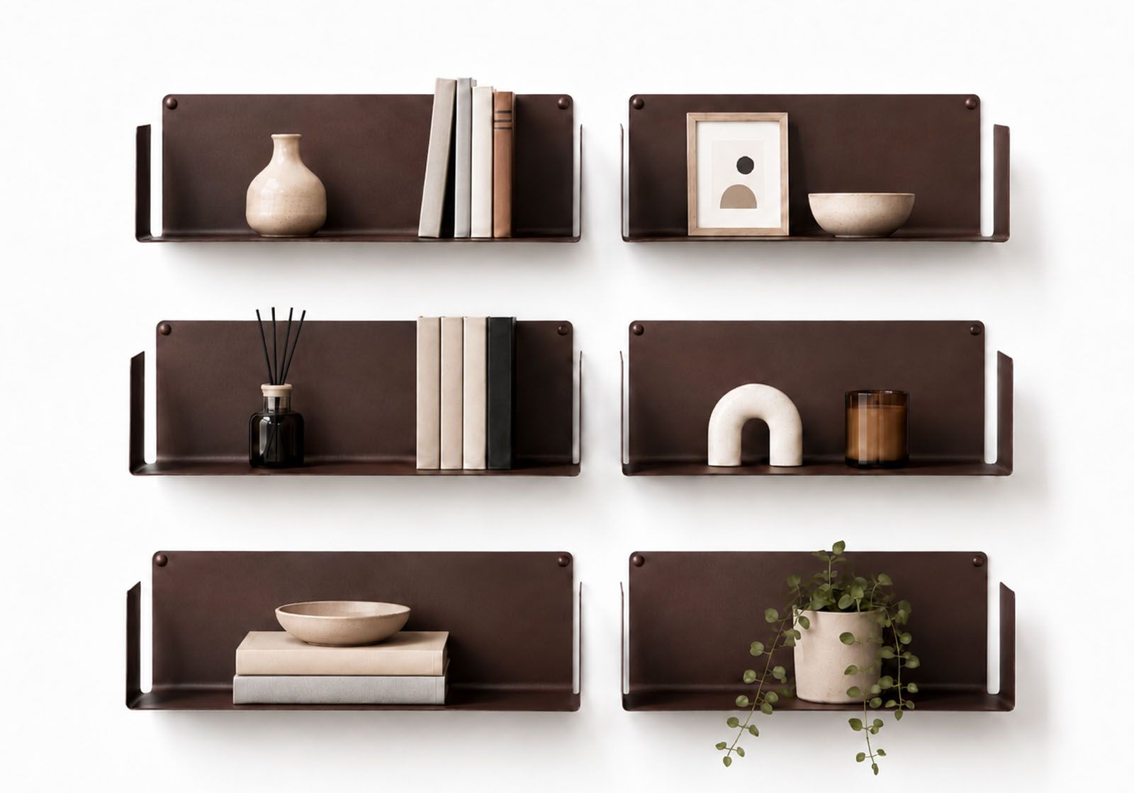 Wall bookshelf rust color - 17.71 inches - Set of 6 Bookshelves - 1