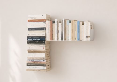 Mensola per libri "T" asimmetrica DESTRA - 60x60 cm - Acciaio Libreria a parete - 1