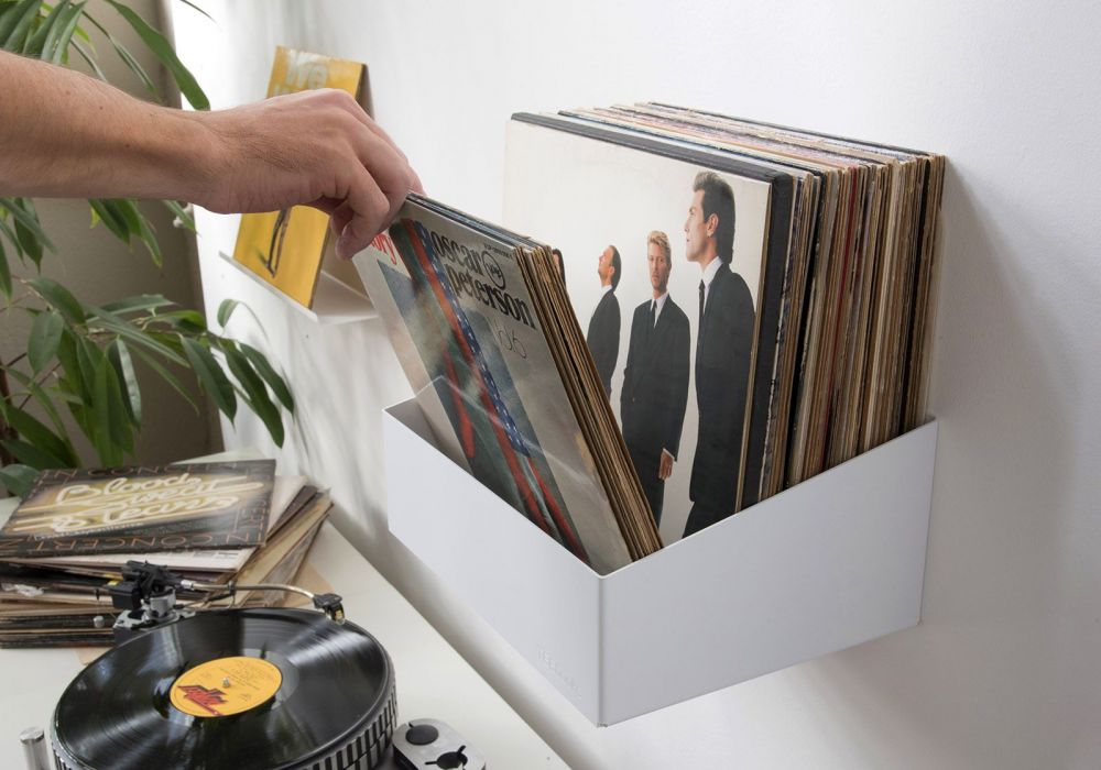 Estantería de almacenamiento de vinilos - Juego de 2 - Blanco