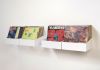 Rangement vinyle 33 tours mural blanc avec disques vinyles, étagères vinyles lot de 4