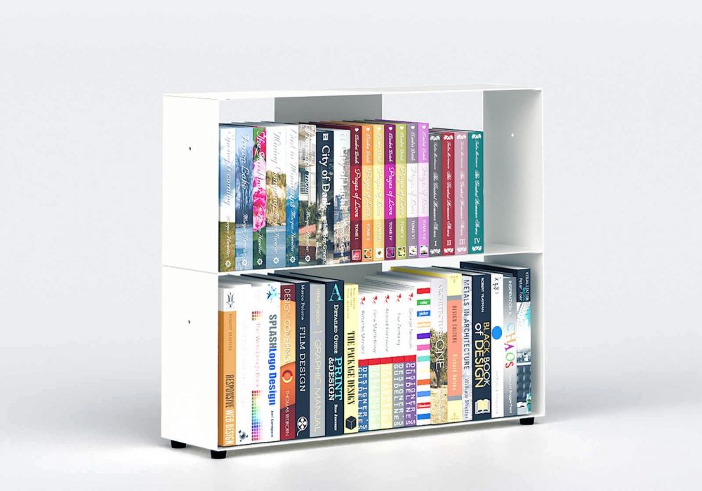 Bücherregal weiß 2 ablagen B60 H50 T15 cm