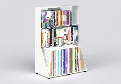 Bücherregal weiß 3 ablagen B60 H85 T15 cm
