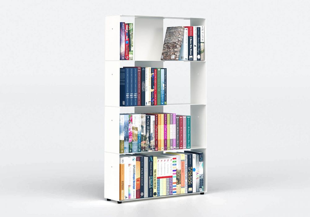 White Bookcase W60 H100 D15 cm - 4 shelves
