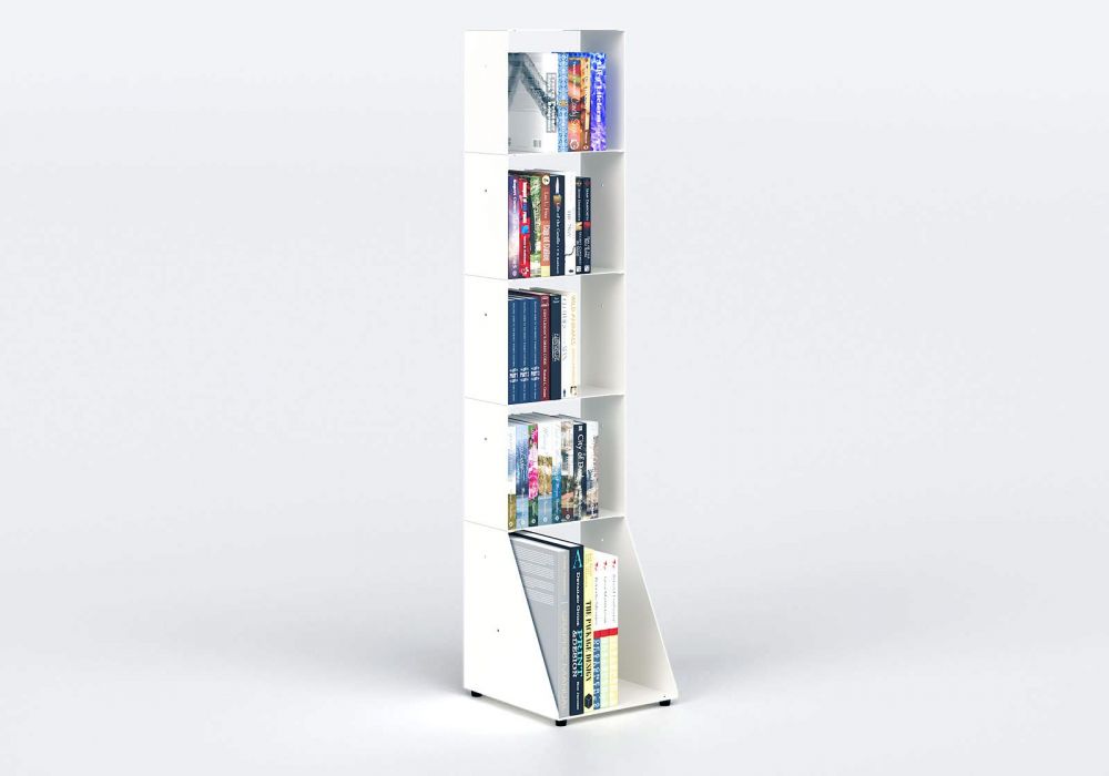 Bibliothèque blanche design 30 cm - métal - 5 niveaux