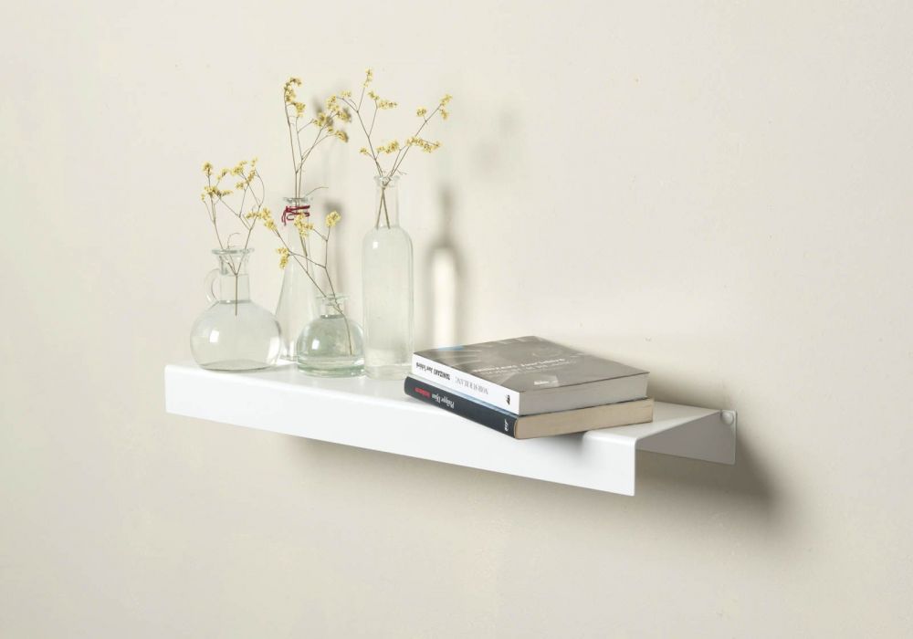 The Wall Shelf White Metal 23 62 Inches Long - Long Floating Wall Shelf White