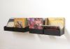étagère vinyle murale noire pour rangement vinyle 33 tours, lot de 4 avec disques vinyles