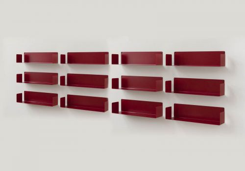 Mensola modulare Rosso "U" - 60 cm - Set di 12 - Acciaio Mensole rosse - 1