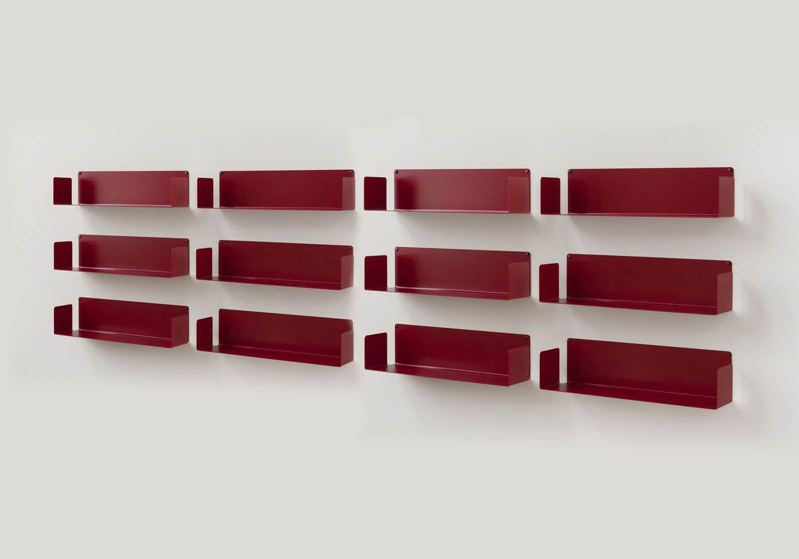 Modulares Regalsystem Rot "U" - Satz von 12 - 60 cm - Stahl Rote Regale - 1