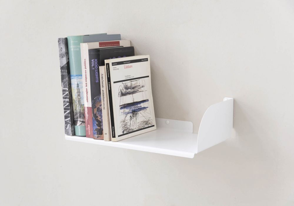 Wall Bookshelf 45 X 25 Cm White Steel, White Floating Shelves B Modular