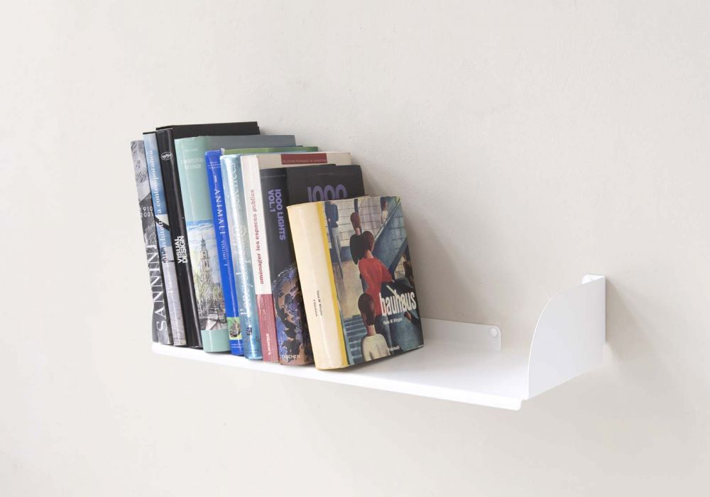 Wall Bookshelf 60 X 25 Cm White Steel, White Floating Shelves B Modular