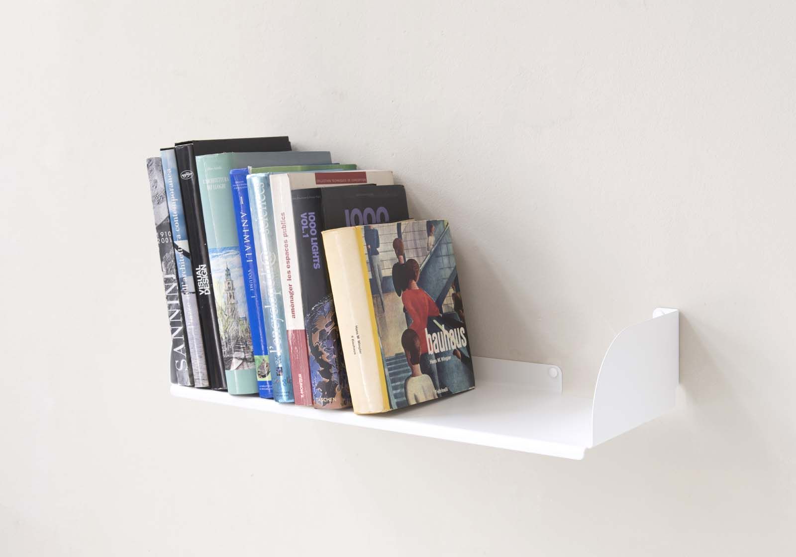 Wall bookshelf 23,62 inches long - White Steel Bookshelves - 1