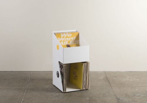 Meuble vinyle - Métal Blanc - 2 niveaux Rangement vinyle - 3