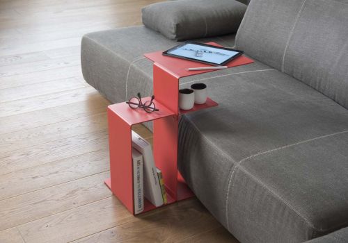 Red Couch table - Large Books Side table - 1